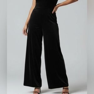 Old Navy Velvet Jumpsuit XL Black Cami Strap Wide Leg Stretch Holiday Party 90s